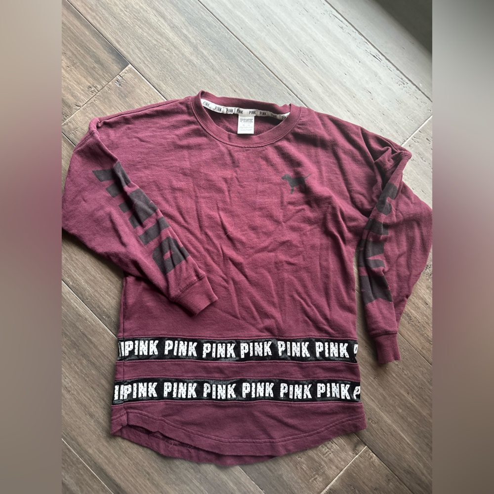 Victoria's Secret Maroon Long Sleeve with Black Logo